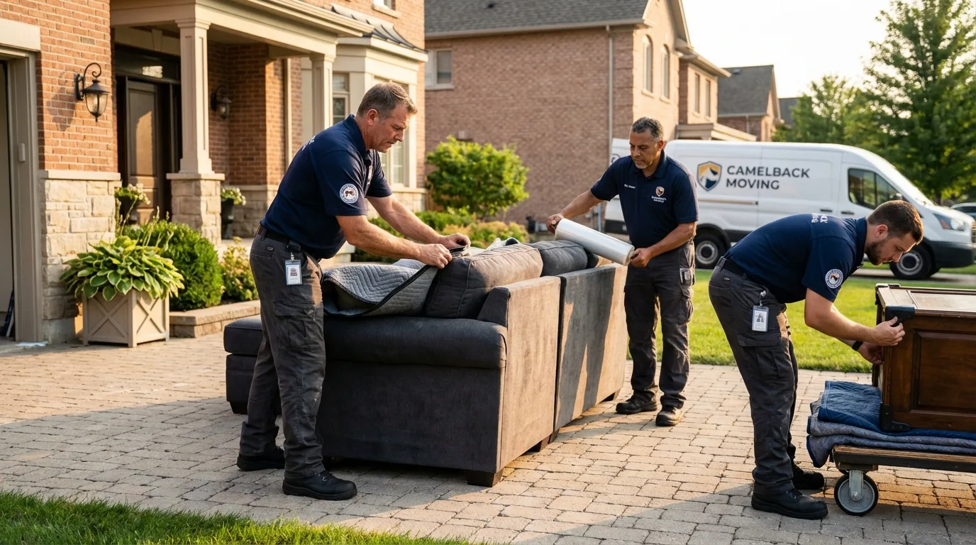 Large estate moving crew wrapping furniture in Ruston, LA